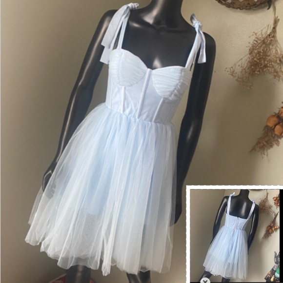 Showpo. Dresses & Skirts - Showpo Sky Blue Dress with Tulle and Straps